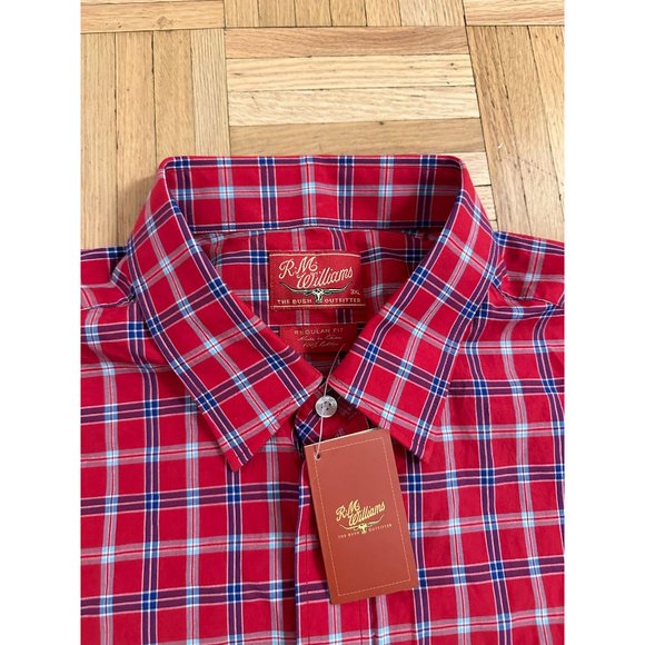 New R.M. Williams Western Button-Down Shirt Mens 3XL Red Plaid & Check - Picture 3 of 7